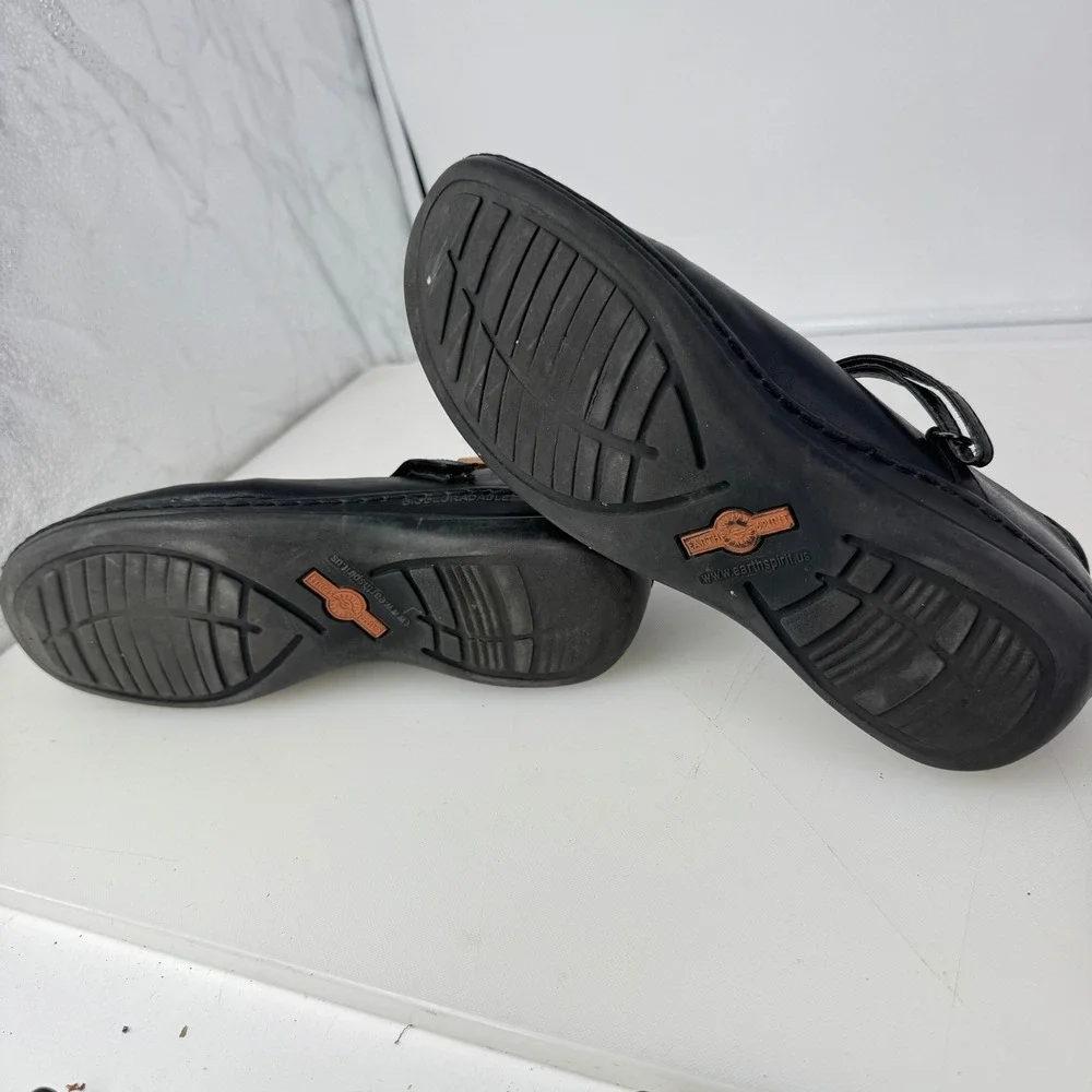 Earth Spirit Mary Jane Shoes Women 8 Black Leather Gelron Comfort Casual Flats